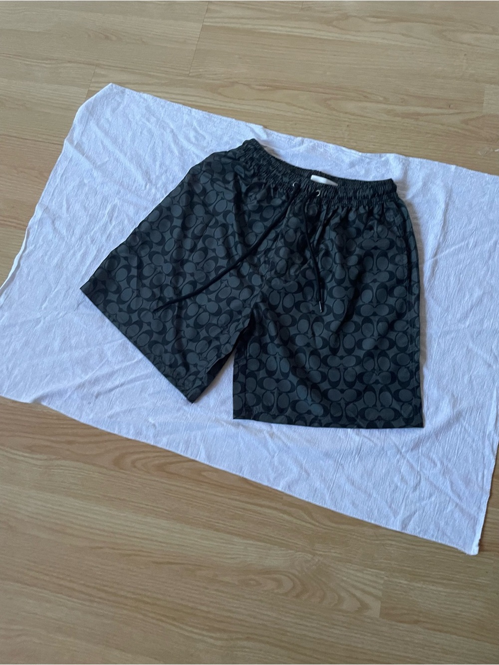 Coach Black Logo-Print Swim Shorts
